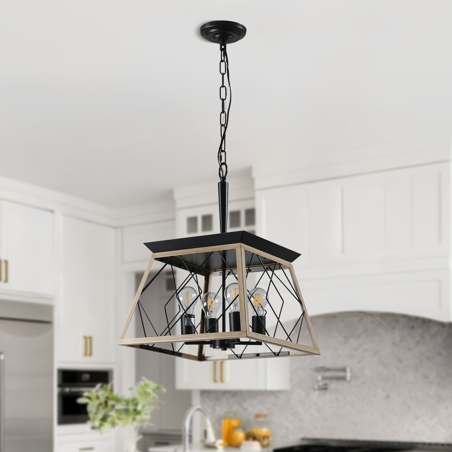 Taimei Vesper 16 in. 4-Light & Rustica 5-Light Farmhouse Industrial Chandelier Light Light Oak 16 inch 1_ea148208-6c0a-437a-866a-475060d76734