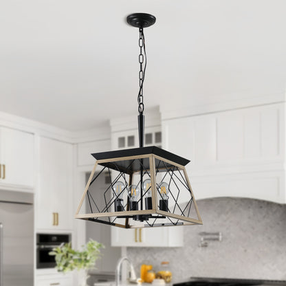 Taimei Vesper 16 in. 4-Light & Rustica 5-Light Farmhouse Industrial Chandelier Light Light Oak 16 inch 1_ea148208-6c0a-437a-866a-475060d76734