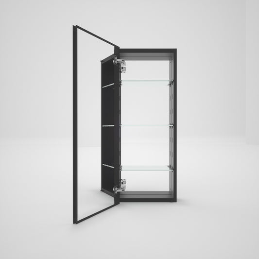 VERGE 15 in. x 36 in. Frameless Recessed or Surface-Mount Beveled Single Mirror Bathroom Medicine Cabinet Matte Black 1_ef9f8201-cc46-4454-9b1b-3da32d7dd960