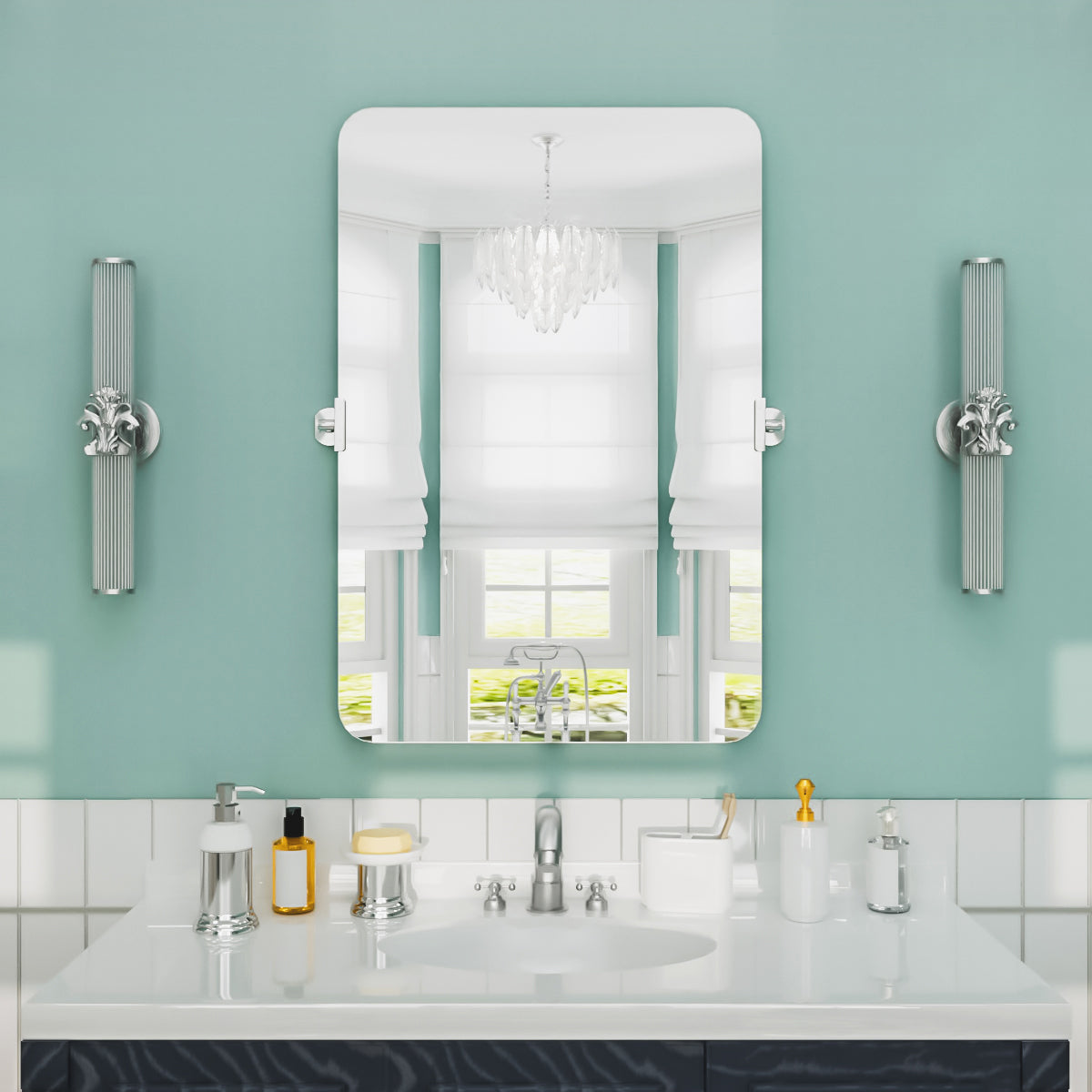 Nivorix NRKT Series Rectangular Framed Tilt Wall Bathroom Vanity Mirror Chrome 24 in. W x 36 in. H 1_f1caf9bb-9e22-4446-892c-6d67dd50eb10