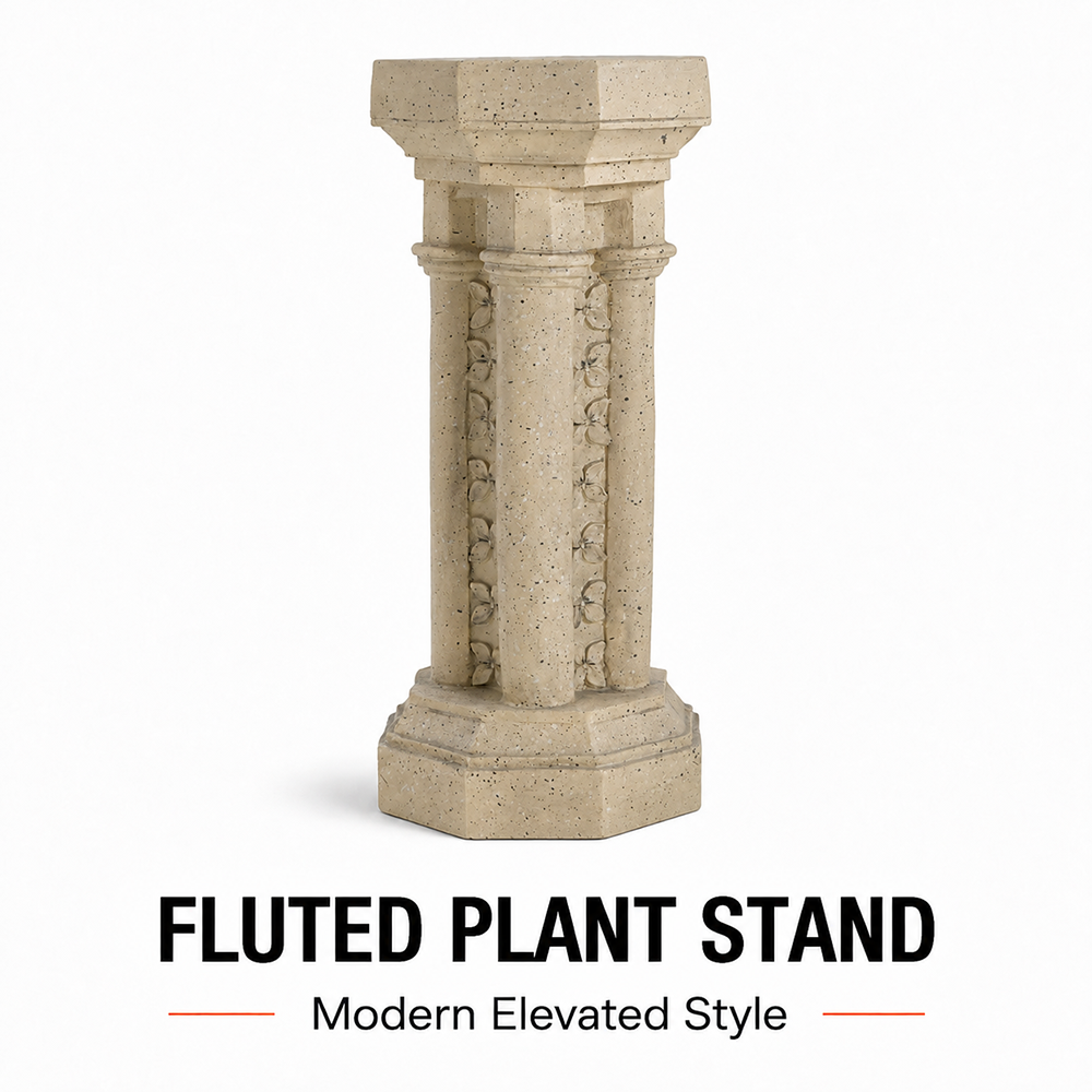 Willow 23.25 in. Tall Sand Magnesium Oxide Pedestal Plant Stand 1_f31e6ea4-e65d-4c96-8424-33d8f3ca15eb