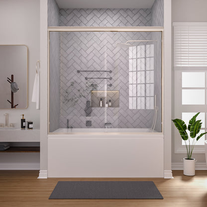 Niveal Breeze 60 in. W x 56 in. H Sliding Semi Frameless Tub Door with Clear Glass Brushed Nickel 1_f5b746cf-0156-4db3-925d-382ee96ccdd2