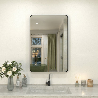 Zyphi 24 in. W x 36 in. H Rectangular Framed Wall Bathroom Vanity Mirror in Gun Grey