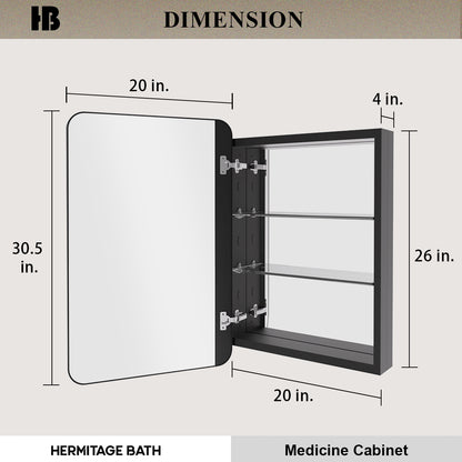 Rectangular Framed Recessed/Surface Mount Medicine Cabinet with Mirror in Matte Black