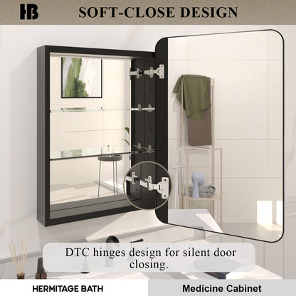 Rectangular Framed Recessed/Surface Mount Medicine Cabinet with Mirror in Matte Black