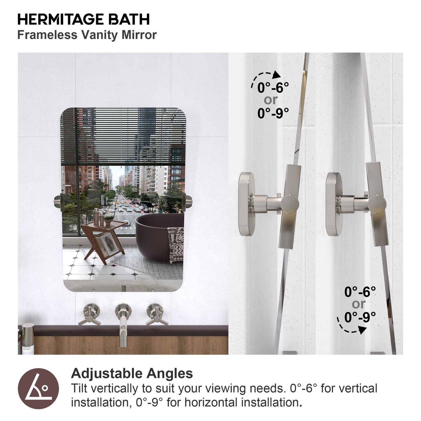 Yexee 20 in. W x 30 in. H Rectangular Framed Adjustable Tilt Wall-Mounted Bathroom Vanity Mirror 2030CR-5