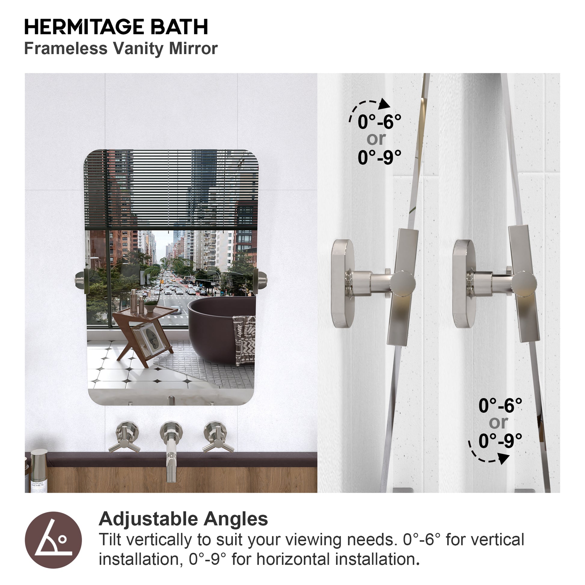 Yexee 20 in. W x 30 in. H Rectangular Framed Adjustable Tilt Wall-Mounted Bathroom Vanity Mirror 2030CR-5