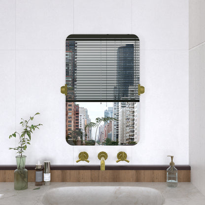 Yexee 20 in. W x 30 in. H Rectangular Framed Adjustable Tilt Wall-Mounted Bathroom Vanity Mirror Brushed Gold 2030GD-1_28703934-11e0-4e31-8c97-a4cb207ed742
