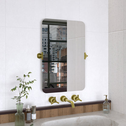 Yexee 20 in. W x 30 in. H Rectangular Framed Adjustable Tilt Wall-Mounted Bathroom Vanity Mirror 2030GD-2