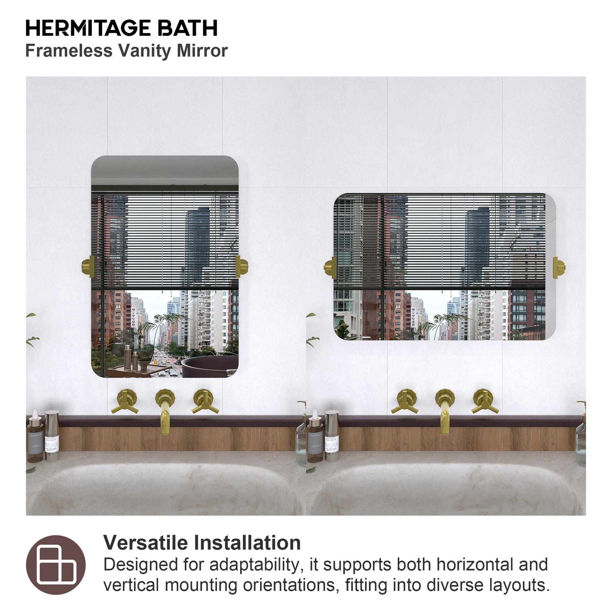 Yexee 20 in. W x 30 in. H Rectangular Framed Adjustable Tilt Wall-Mounted Bathroom Vanity Mirror 2030GD-8