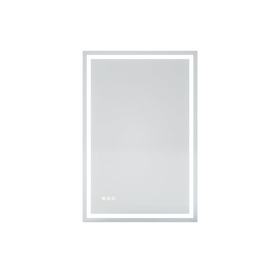 Rectangular Frameless LED Light Anti-Fog Wall Bathroom Vanity Mirror in Polished Crystal