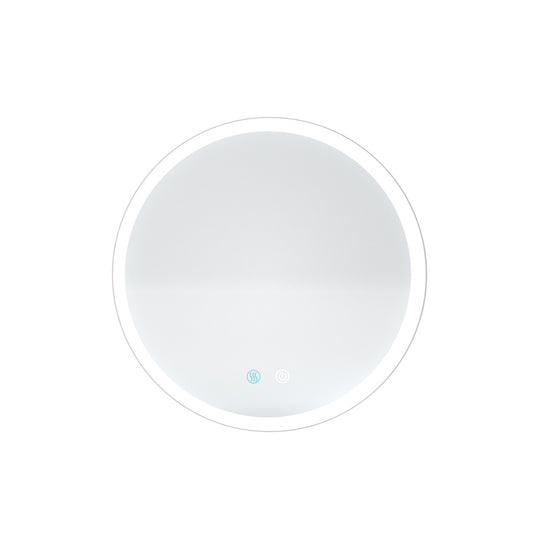 Round Frameless LED Light Anti-Fog Wall Bathroom Vanity Mirror in Polished Crystal