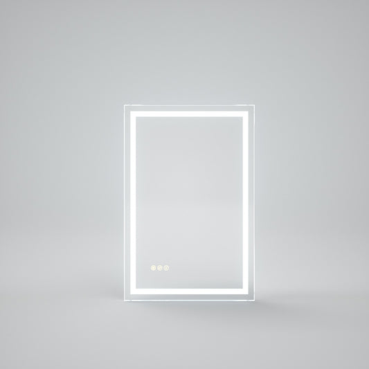 Rectangular Frameless LED Light Anti-Fog Wall Bathroom Vanity Mirror in Polished Crystal