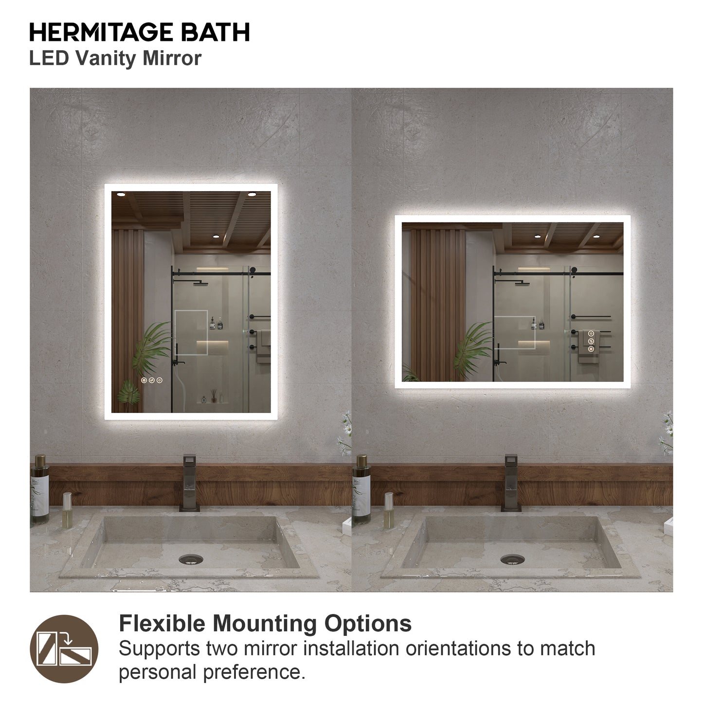 Musci Rectangular Frameless LED Wall Bathroom Vanity Mirror