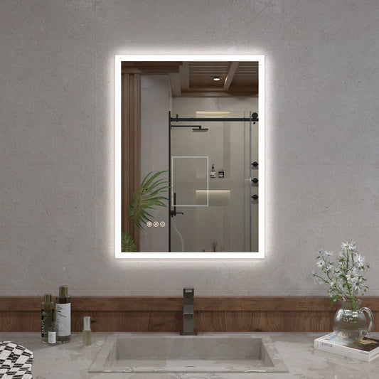 Musci 22 in. W x 30 in. H Rectangular Frameless LED Wall Bathroom Vanity Mirror