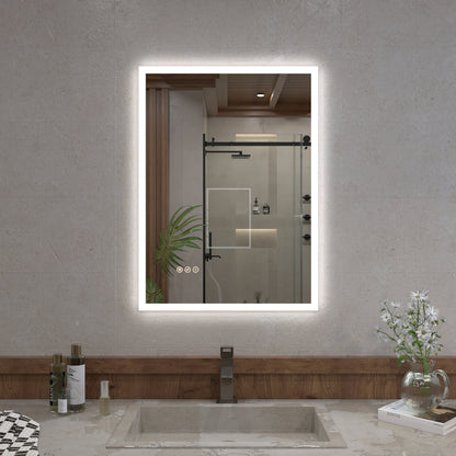 Musci Rectangular Frameless LED Wall Bathroom Vanity Mirror
