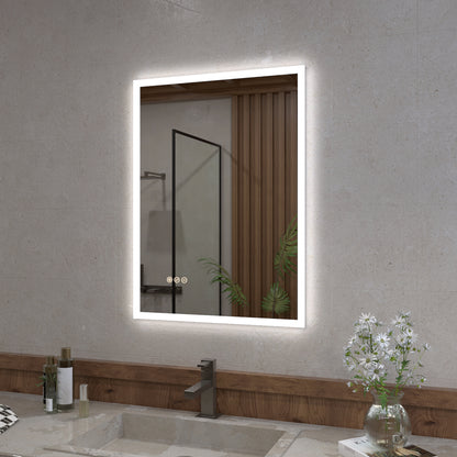 Musci Rectangular Frameless LED Wall Bathroom Vanity Mirror