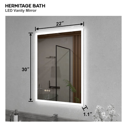 Musci Rectangular Frameless LED Wall Bathroom Vanity Mirror
