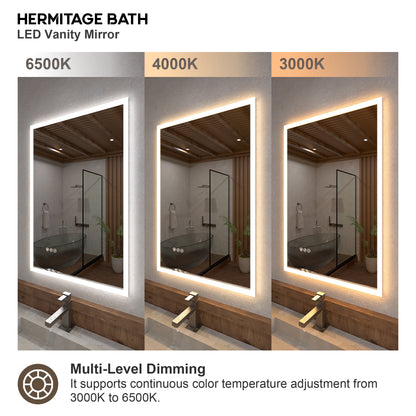 Musci Rectangular Frameless LED Wall Bathroom Vanity Mirror