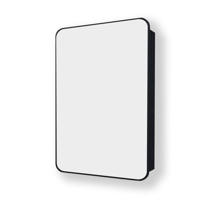 Rectangular Framed Recessed/Surface Mount Medicine Cabinet with Mirror in Matte Black