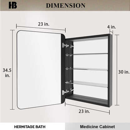 Rectangular Framed Recessed/Surface Mount Medicine Cabinet with Mirror in Matte Black