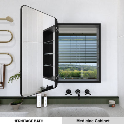 Rectangular Framed Recessed/Surface Mount Medicine Cabinet with Mirror in Matte Black