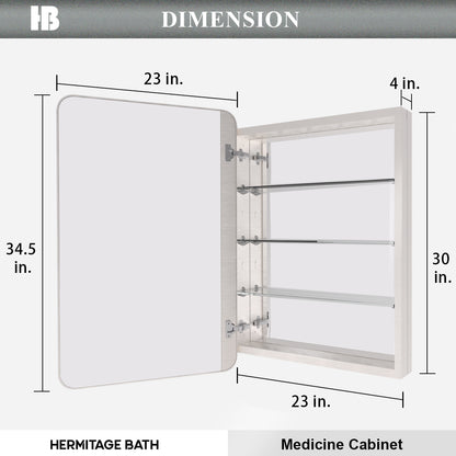 Rectangular Framed Recessed/Surface Mount Medicine Cabinet with Mirror in Brushed Nickel