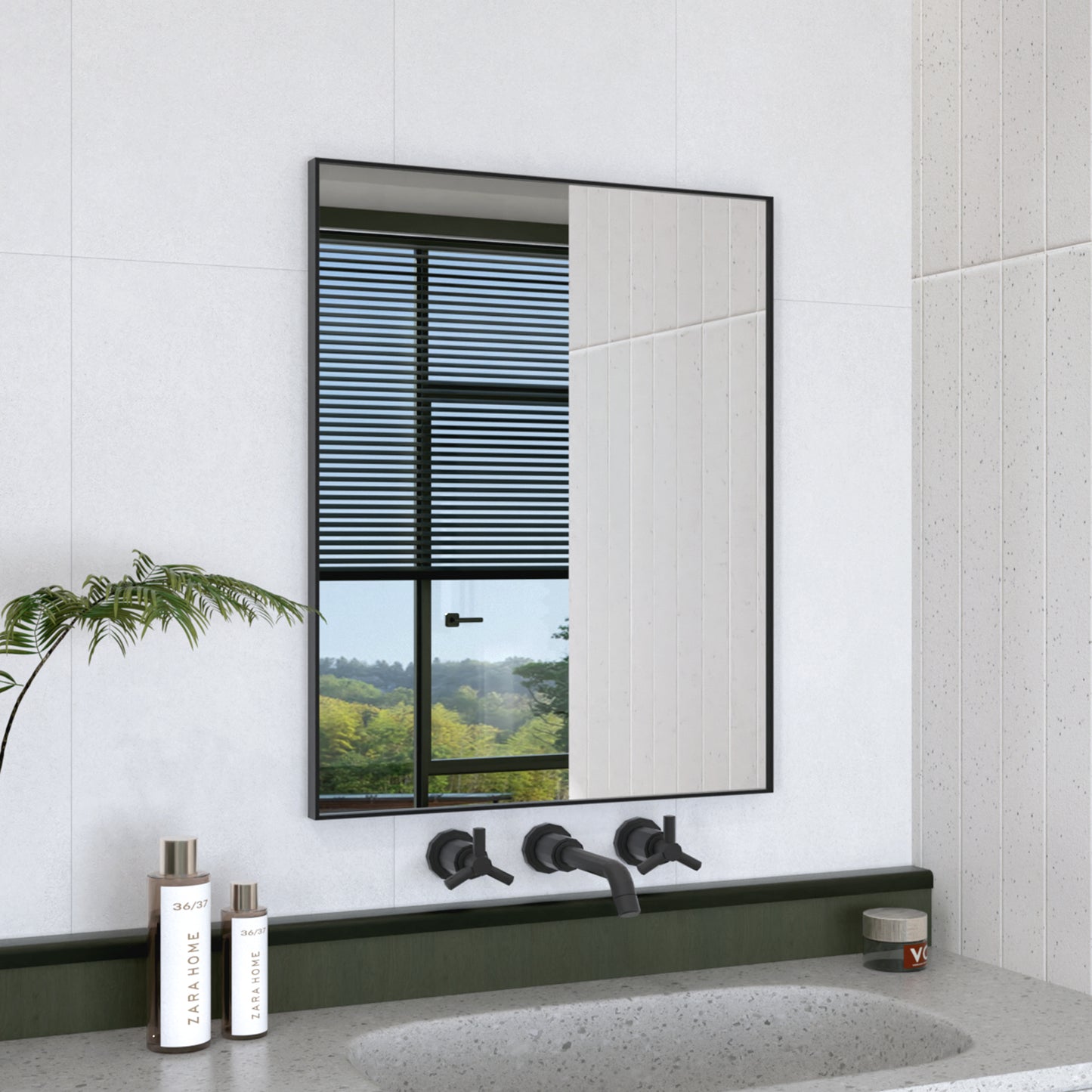 Oblivion 24 in. W. x 30 in. H Rectangular Framed Wall Bathroom Vanity Mirror 2430BL-1