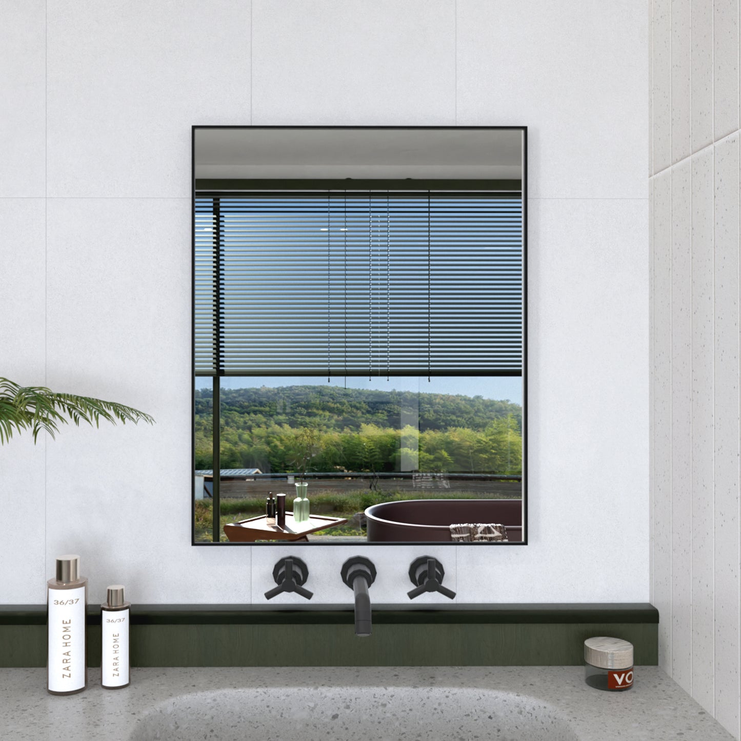Oblivion 24 in. W. x 30 in. H Rectangular Framed Wall Bathroom Vanity Mirror Matte Black 2430BL-2