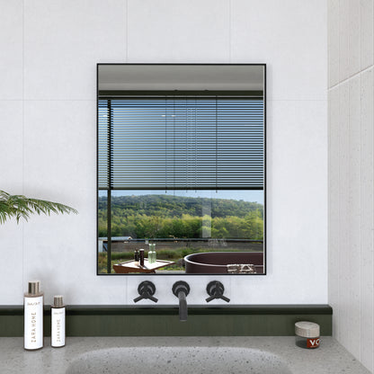 Oblivion 24 in. W. x 30 in. H Rectangular Framed Wall Bathroom Vanity Mirror Matte Black 2430BL-2
