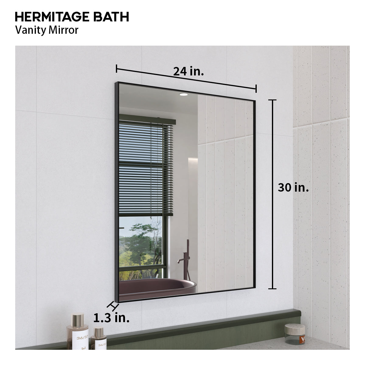 Oblivion 24 in. W. x 30 in. H Rectangular Framed Wall Bathroom Vanity Mirror 2430BL-3