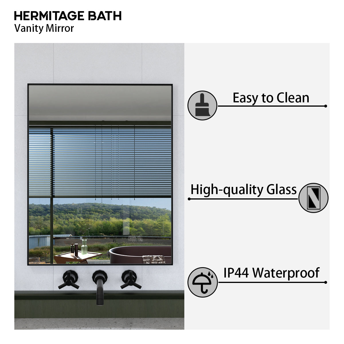 Oblivion 24 in. W. x 30 in. H Rectangular Framed Wall Bathroom Vanity Mirror 2430BL-4
