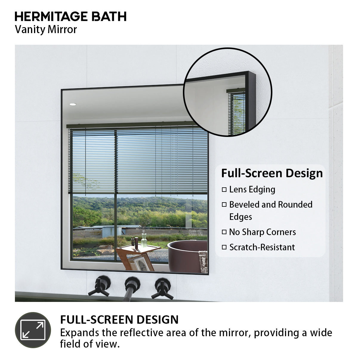 Oblivion 24 in. W. x 30 in. H Rectangular Framed Wall Bathroom Vanity Mirror 2430BL-5