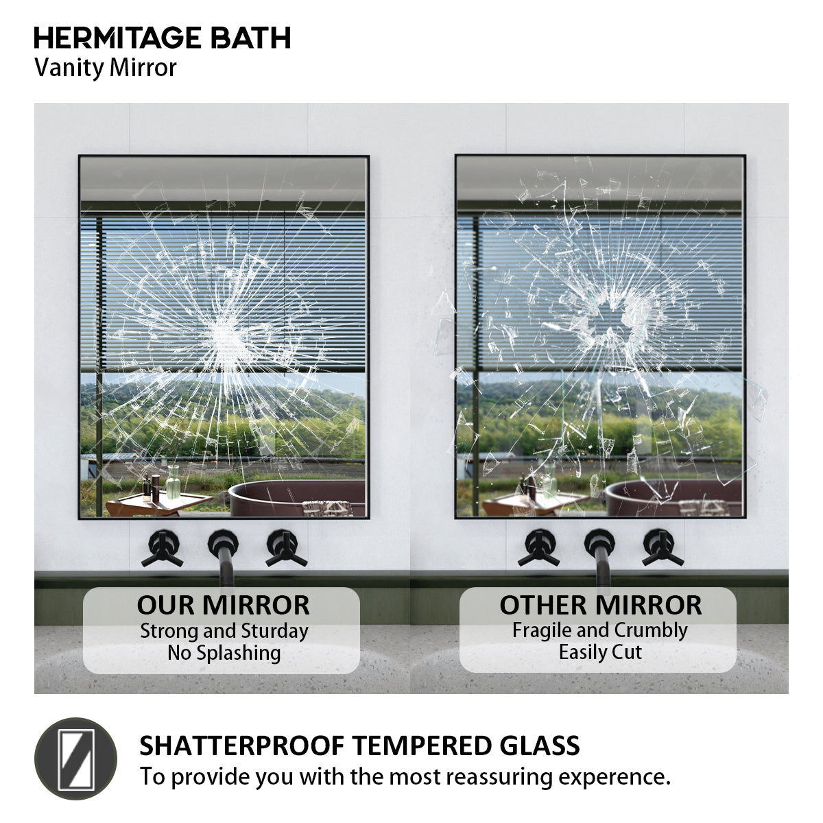 Oblivion 24 in. W. x 30 in. H Rectangular Framed Wall Bathroom Vanity Mirror 2430BL-6