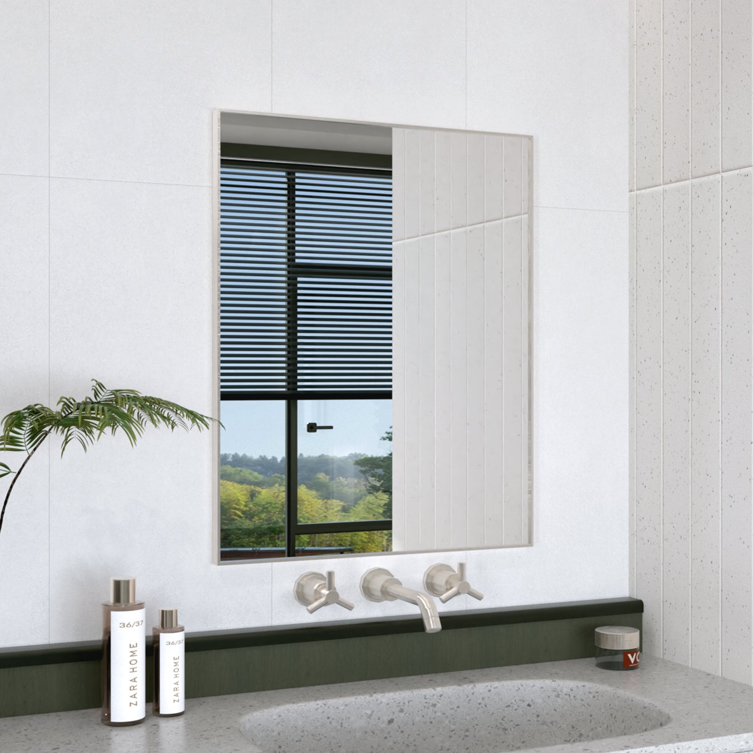 Oblivion 24 in. W. x 30 in. H Rectangular Framed Wall Bathroom Vanity Mirror 2430BN-1