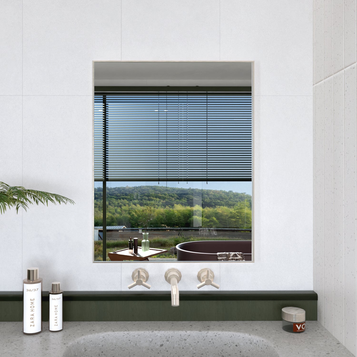 Oblivion 24 in. W. x 30 in. H Rectangular Framed Wall Bathroom Vanity Mirror Brushed Nickel 2430BN-2