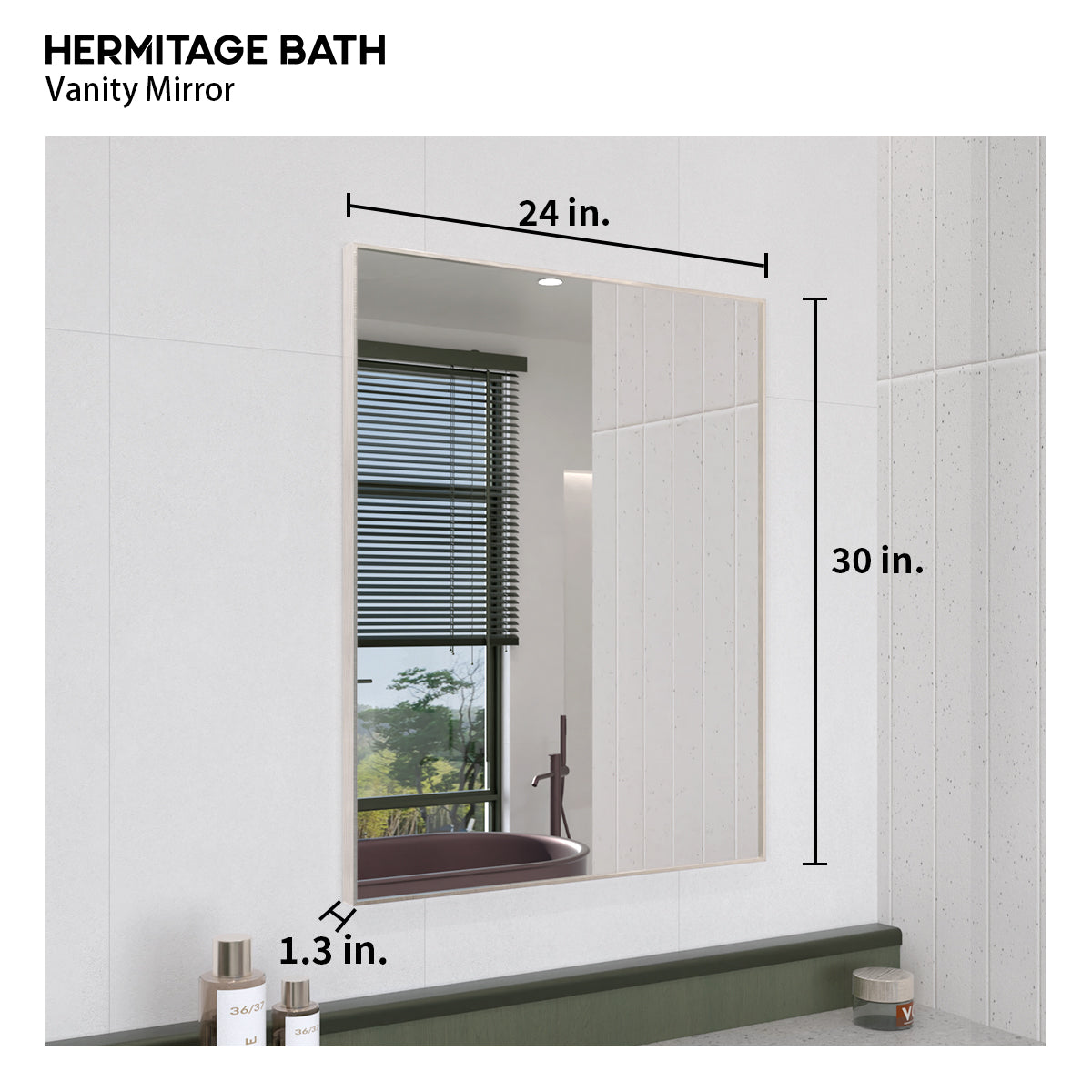 Oblivion 24 in. W. x 30 in. H Rectangular Framed Wall Bathroom Vanity Mirror 2430BN-3