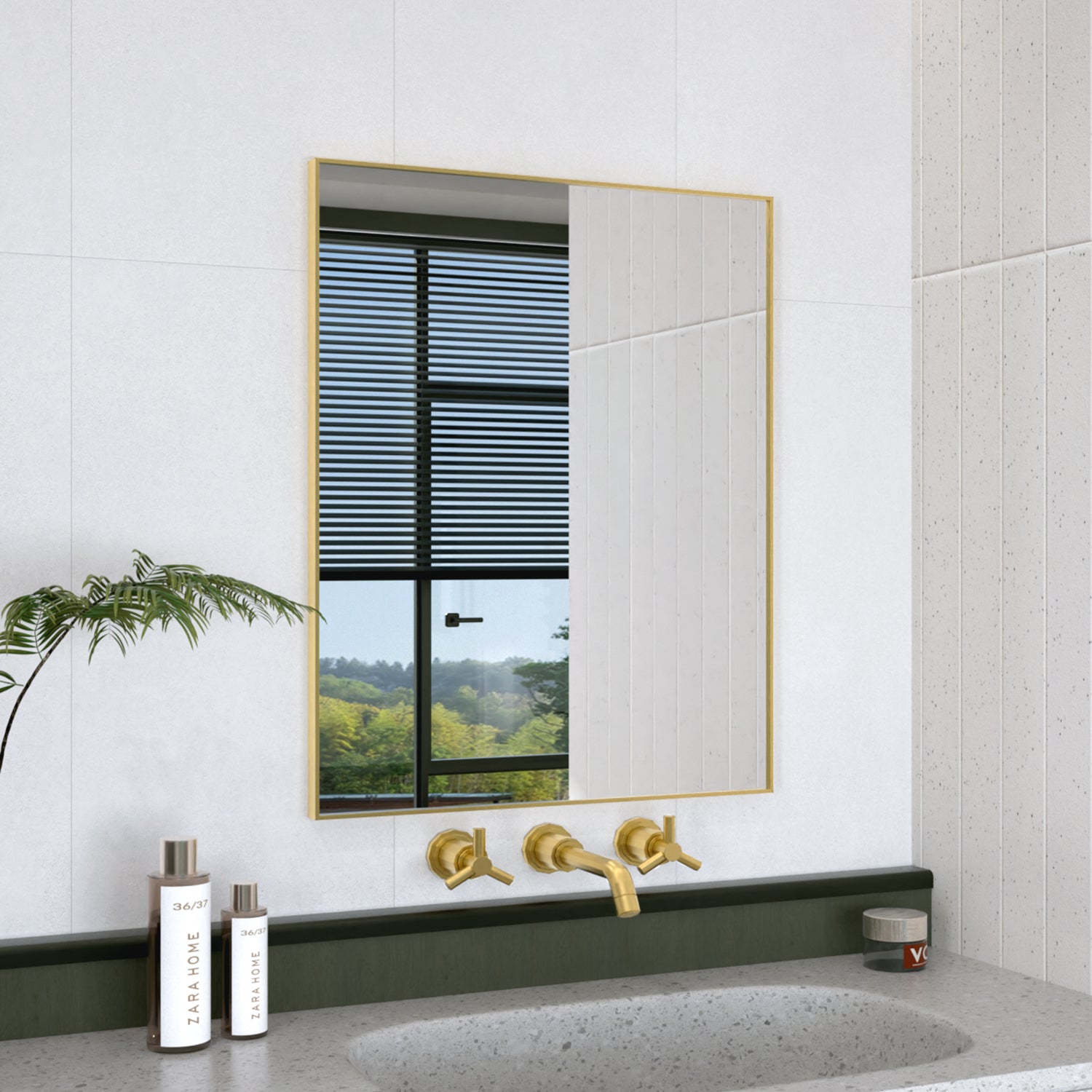 Oblivion 24 in. W. x 30 in. H Rectangular Framed Wall Bathroom Vanity Mirror 2430GD-1_314abbd5-15ba-43ab-b14d-12beec6b1817