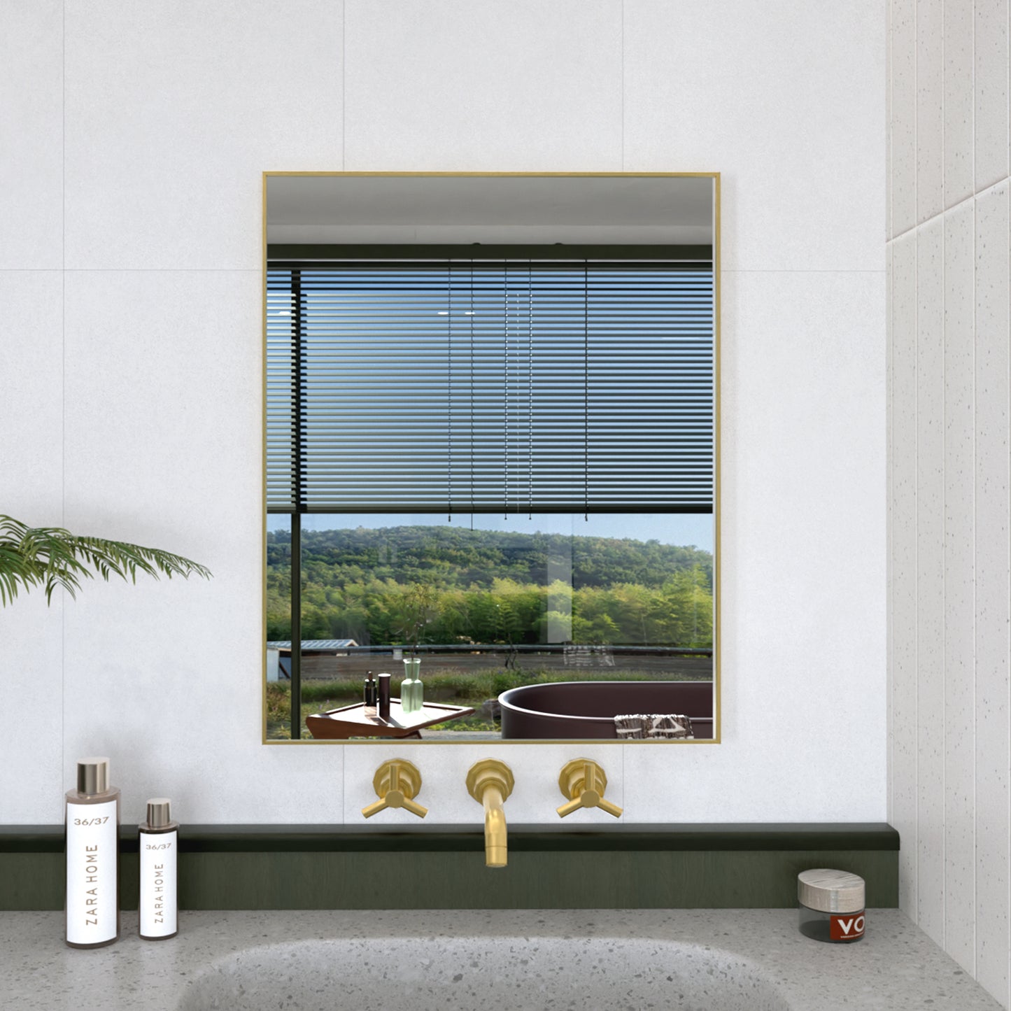 Oblivion 24 in. W. x 30 in. H Rectangular Framed Wall Bathroom Vanity Mirror Gold 2430GD-2