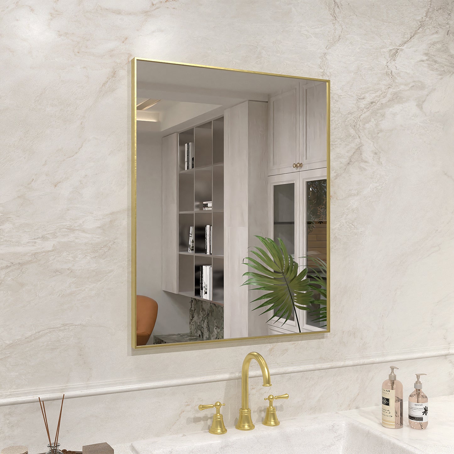 Nova 24 in. W x 30 in. H Rectangular Framed Wall Bathroom Vanity Mirror 2430GD-2_cd663700-e765-4846-a68f-d5e8f73a617d