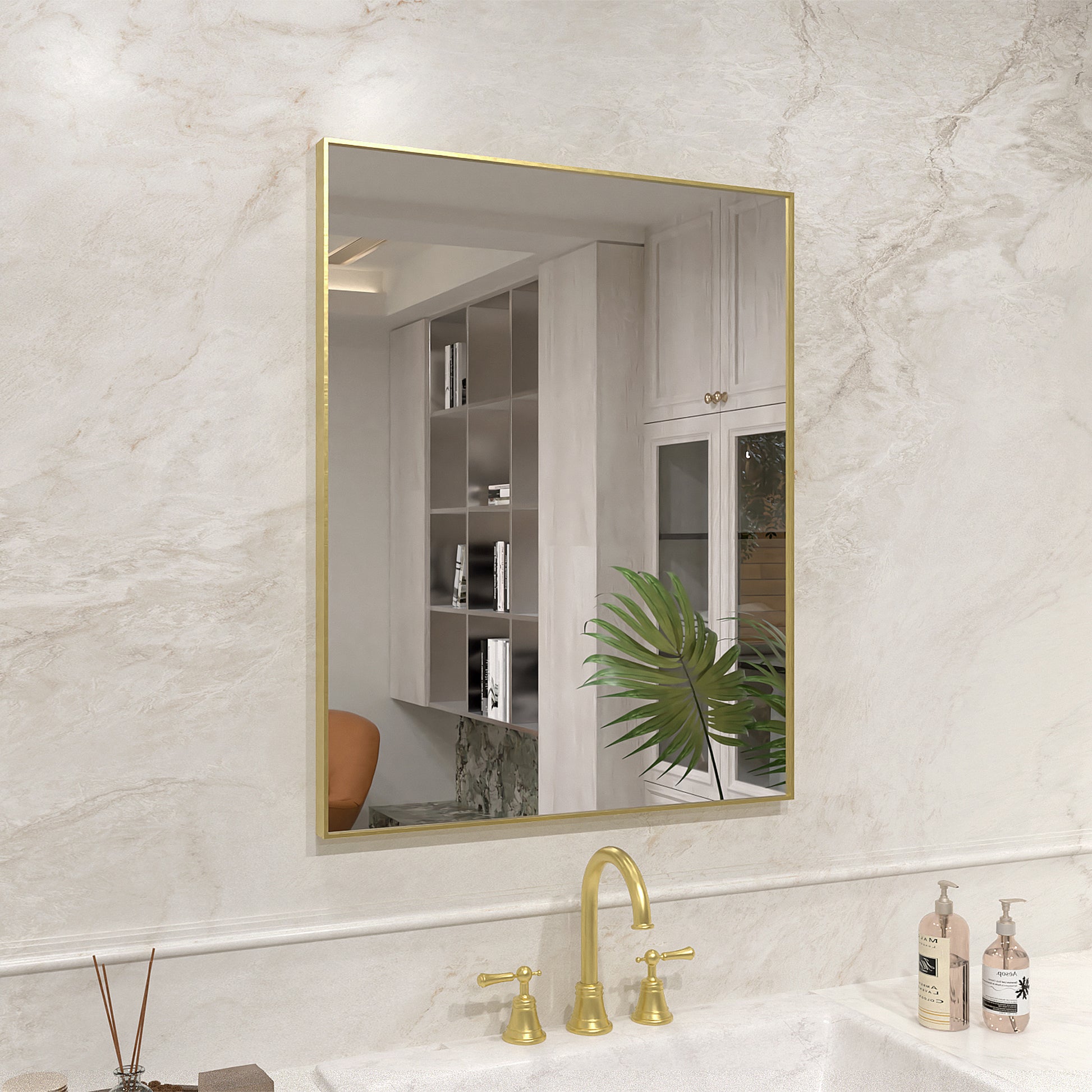 Nova 24 in. W x 30 in. H Rectangular Framed Wall Bathroom Vanity Mirror 2430GD-2_cd663700-e765-4846-a68f-d5e8f73a617d