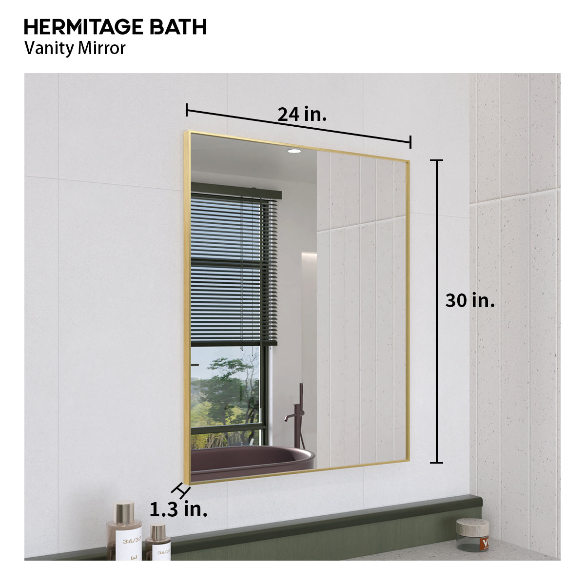 Oblivion 24 in. W. x 30 in. H Rectangular Framed Wall Bathroom Vanity Mirror 2430GD-3