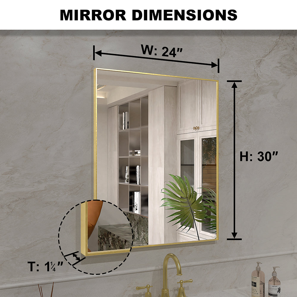 Nova 24 in. W x 30 in. H Rectangular Framed Wall Bathroom Vanity Mirror 2430GD-3_c42dd2aa-12b3-42c0-a385-76b44a691cbf