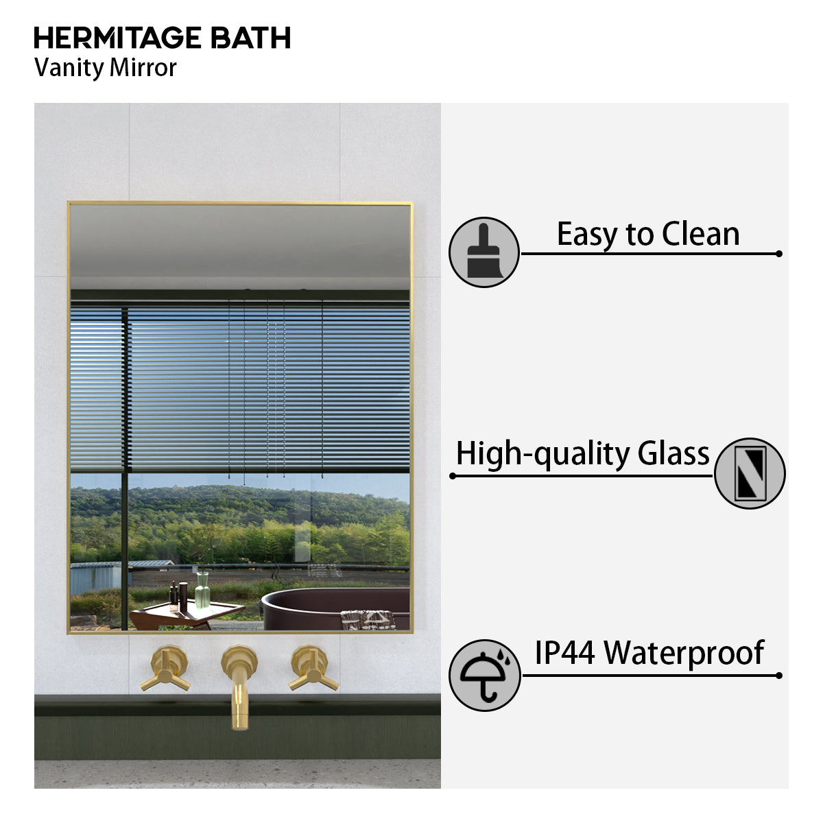 Oblivion 24 in. W. x 30 in. H Rectangular Framed Wall Bathroom Vanity Mirror 2430GD-4