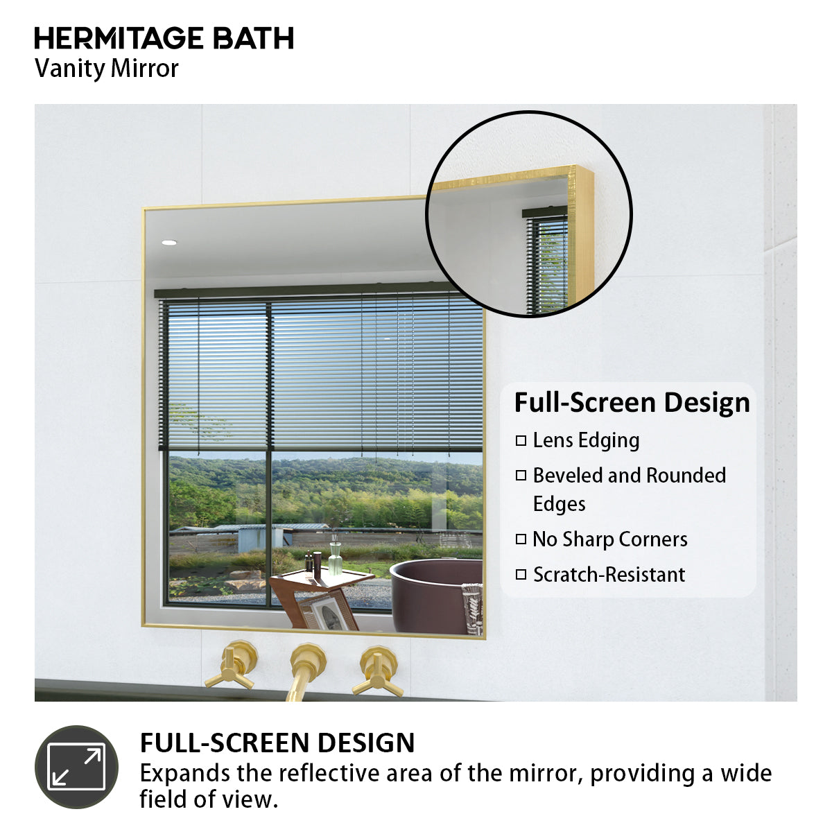 Oblivion 24 in. W. x 30 in. H Rectangular Framed Wall Bathroom Vanity Mirror 2430GD-5