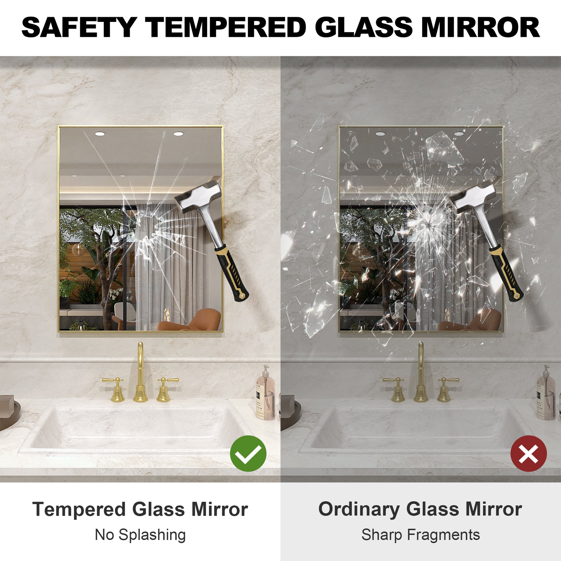 Nova 24 in. W x 30 in. H Rectangular Framed Wall Bathroom Vanity Mirror 2430GD-5_e67d01fb-0aef-4f2c-82bd-41f5304ce9c3