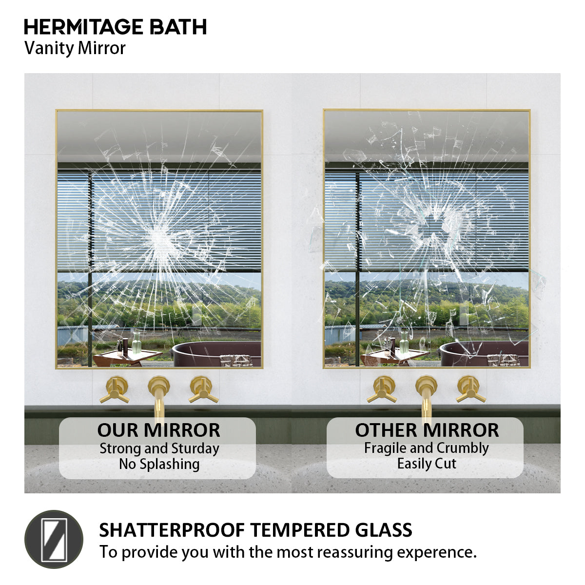 Oblivion 24 in. W. x 30 in. H Rectangular Framed Wall Bathroom Vanity Mirror 2430GD-6