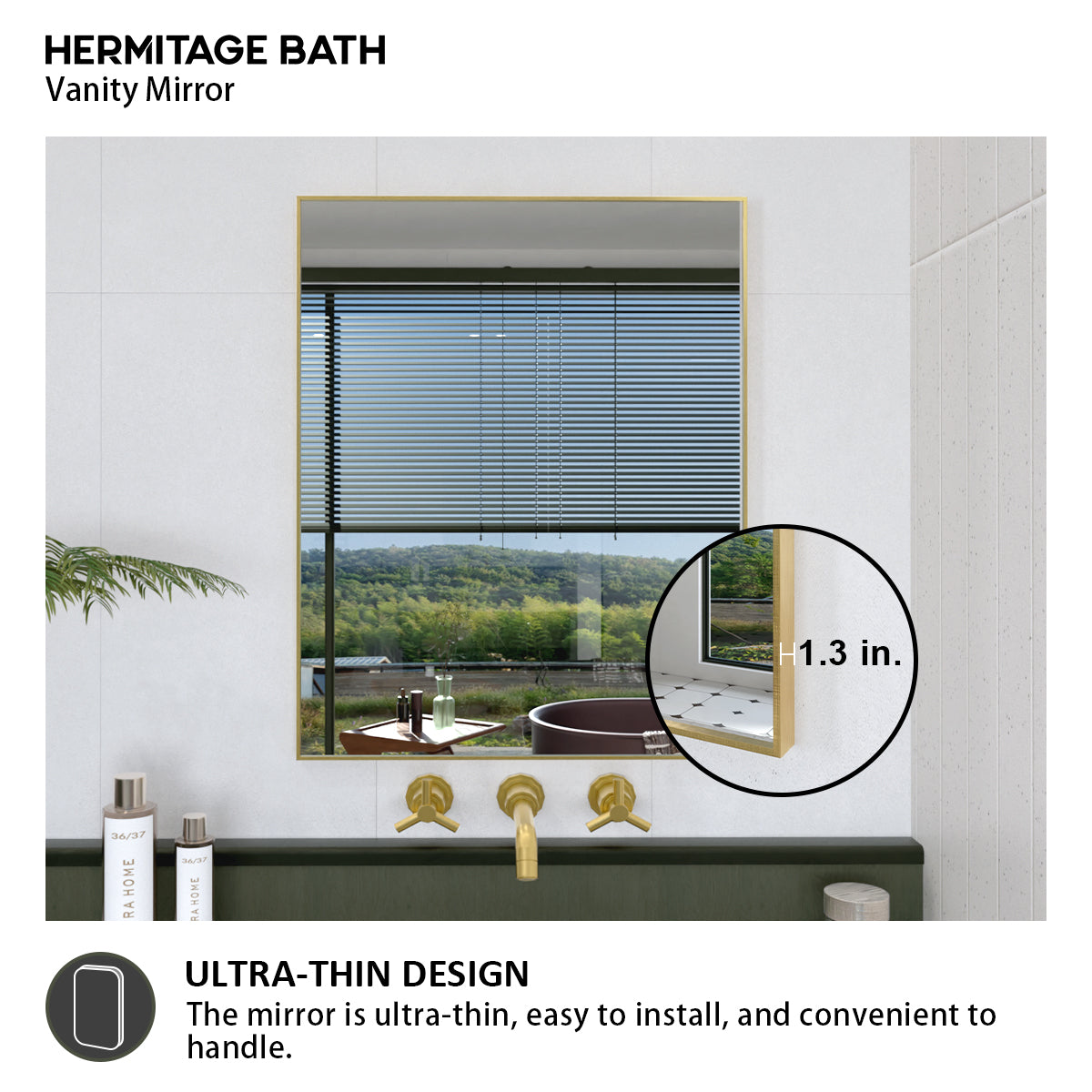 Oblivion 24 in. W. x 30 in. H Rectangular Framed Wall Bathroom Vanity Mirror 2430GD-8