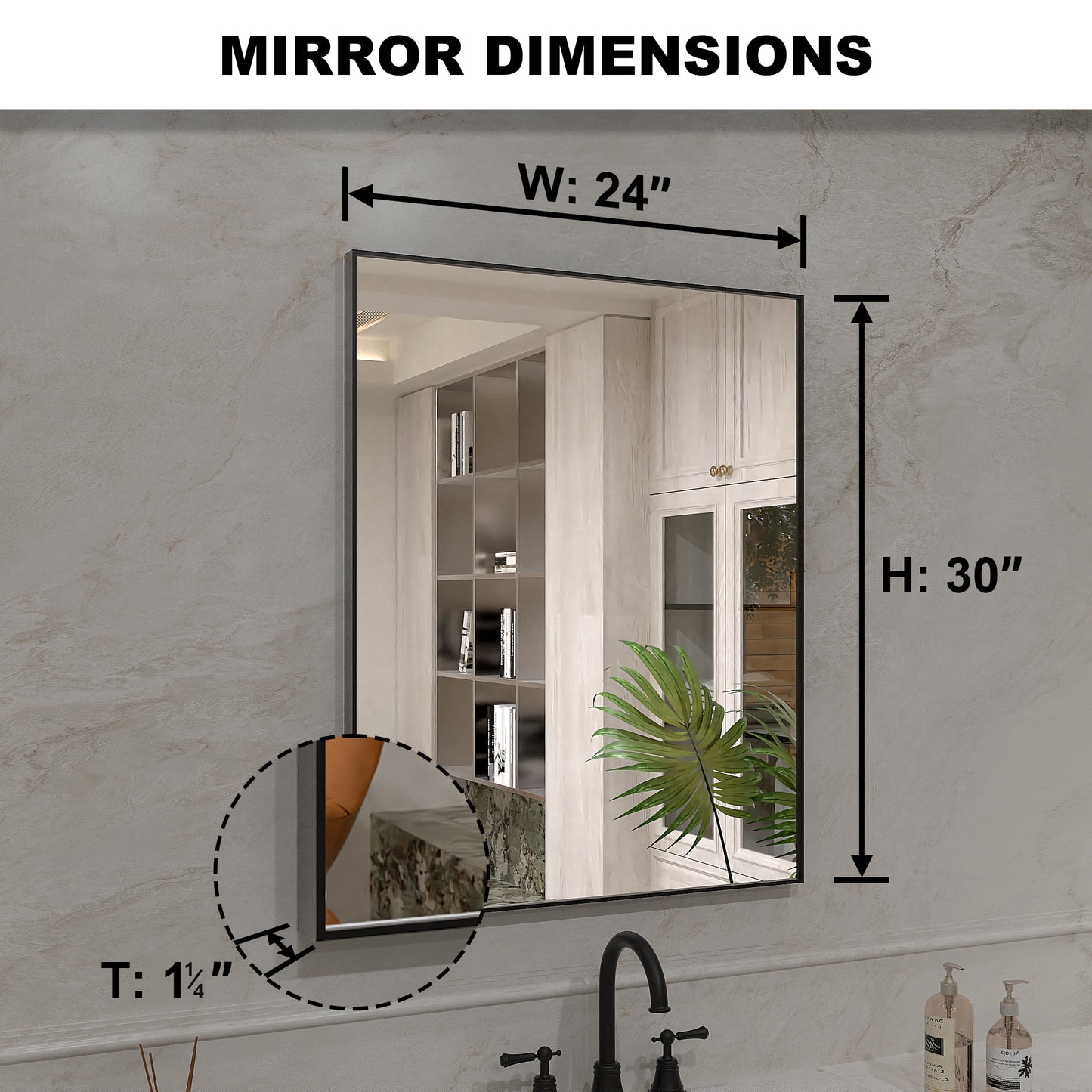 Nova 24 in. W x 30 in. H Rectangular Framed Wall Bathroom Vanity Mirror 2430MB-3_7bb5a534-9d33-43af-a68f-6ea9a73a482f