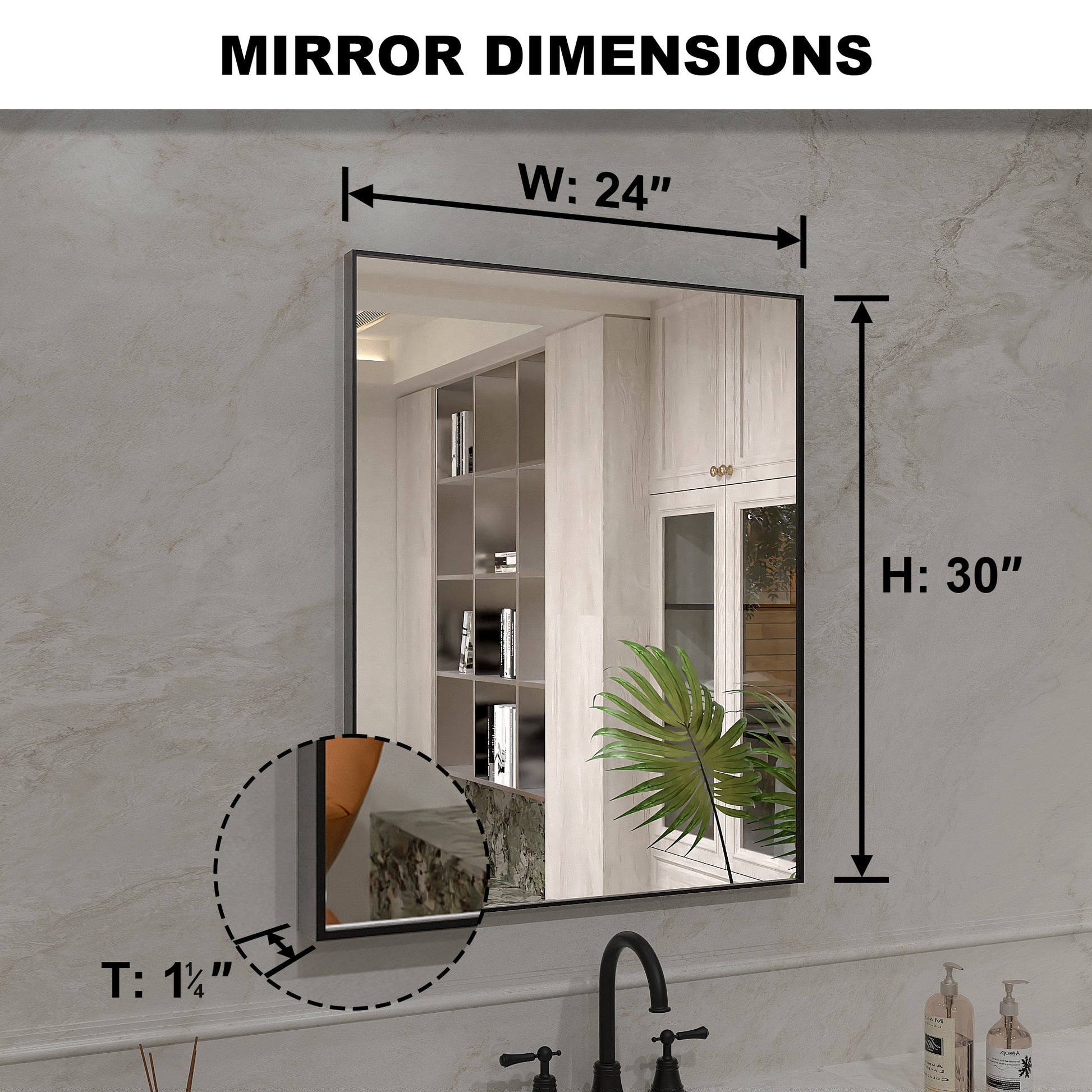 Nova 24 in. W x 30 in. H Rectangular Framed Wall Bathroom Vanity Mirror 2430MB-3_7bb5a534-9d33-43af-a68f-6ea9a73a482f